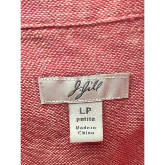 J Jill Size Large Petite‎ Button Up Linen Shacket Jacket Pink 100% Linen Western - Picture 6 of 6